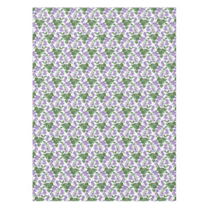 Mauve Violets on White Floral Custom Tablecloth