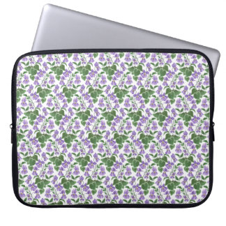 Mauve Violets on White Neoprene Laptop Sleeve