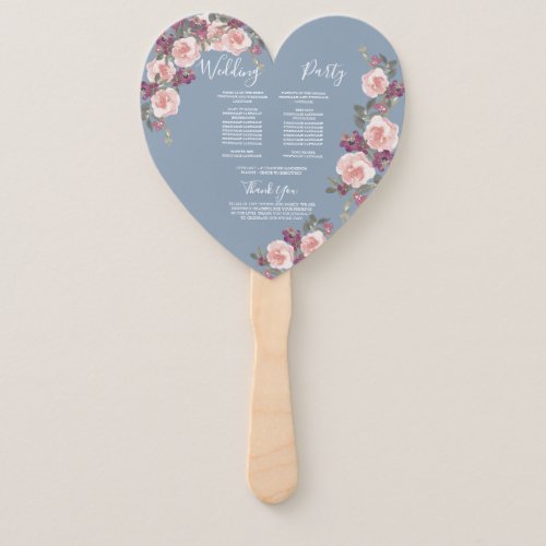 Mauve Watercolor Floral Wedding Ceremony Program   Hand Fan