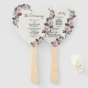 Mauve Watercolor Floral Wedding Ceremony Program   Hand Fan