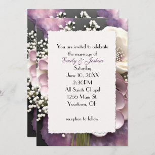 Mauve Wedding Bouquet with Baby's Breath Invitation