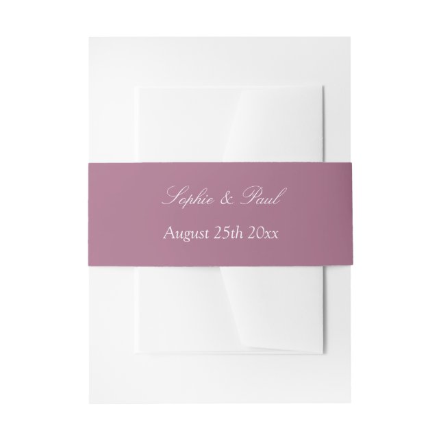 Mauve Wedding Invitation Belly Band (Front Example)