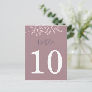Mauve Wedding Table Number (Double Sided)