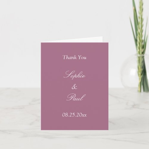 Mauve Wedding Thank You Card