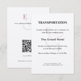 Mauve Wedding Transportation Details Card | QR