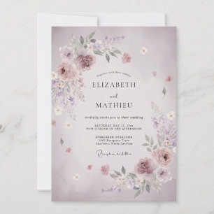 Mauve Whispering Blossom Wedding Invitation