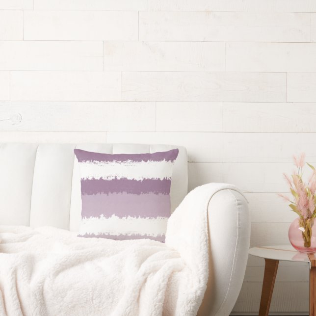 Mauve, White Abstract Stripes Throw Pillow (Couch)