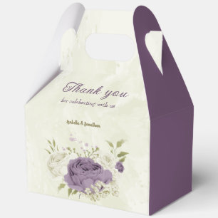 mauve white flowers greenery wedding favor boxes
