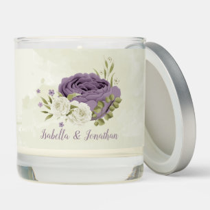 mauve white flowers greenery wedding scented candle