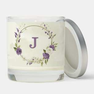 mauve white flowers greenery wedding scented candle