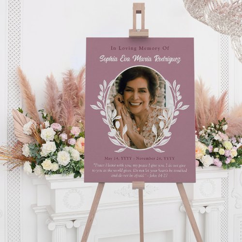 Mauve White Greenery Frame Photo Quote Memorial Foam Board