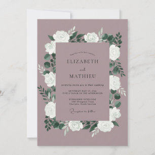 Mauve White Peony Wedding Invitation