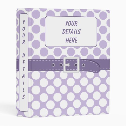 Mauve  White Polka Dot Pattern with Belt  Buckle Mini Binder