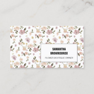 Mauve Wildflower Pattern Curved Arch Panel Florist Business Card