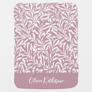 Mauve Willow Bough Monogrammed Baby Blanket