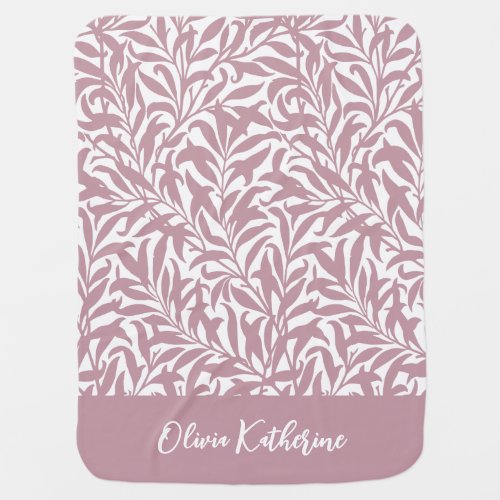 Mauve Willow Bough Monogrammed Baby Blanket