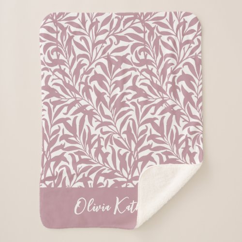 Mauve Willow Bough Monogrammed Sherpa Blanket