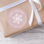 Mauve Winter Snowflake Christmas Gift Tag Stickers<br><div class="desc">Affordable custom printed Merry Christmas round gift tag stickers personalized with your text. This simple modern holiday design features a white snowflake on a blush pink background. Use the design tools to choose any background color, edit text fonts and colors or upload your own photos to design your own unique...</div>
