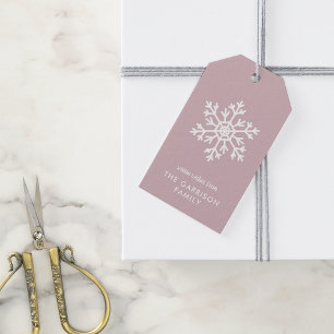 Mauve Winter Snowflake Holiday Gift Tags