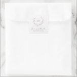 Mauve Wreath Monogram Elegant Wedding Square Sticker<br><div class="desc">Elegant wedding favor stickers featuring a clean and timeless design with your monogram inside of a wreath crest along with the message "love and thanks" and your names.</div>