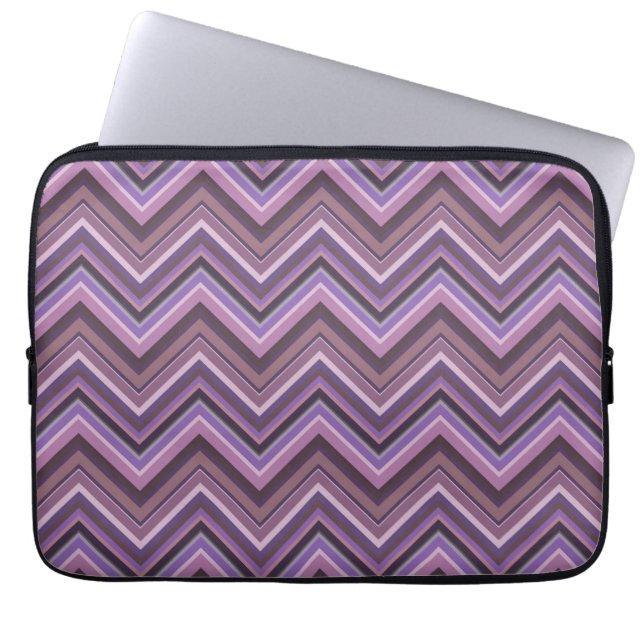 Mauve zigzag stripes laptop sleeve (Front)