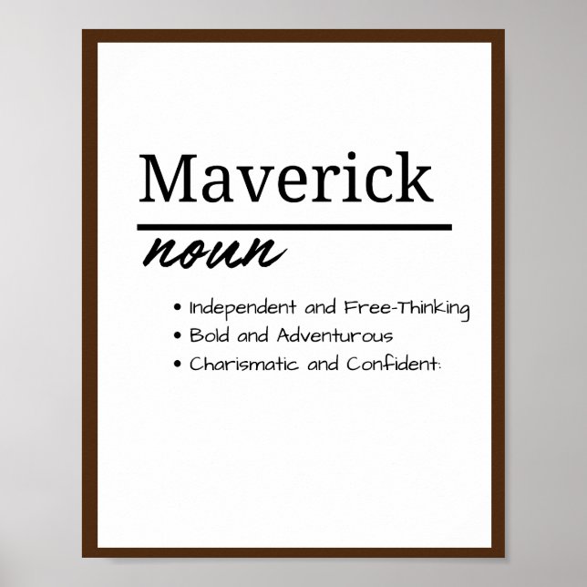 Maverick, Boy Personalized Name Definition Poster (Front)