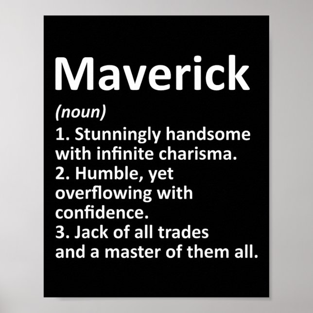 Maverick Definition Personalized Name Funny Birthd Poster (Front)