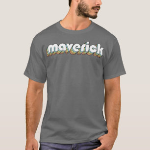 Maverick Retro Rainbow Typography Faded Style T-Shirt