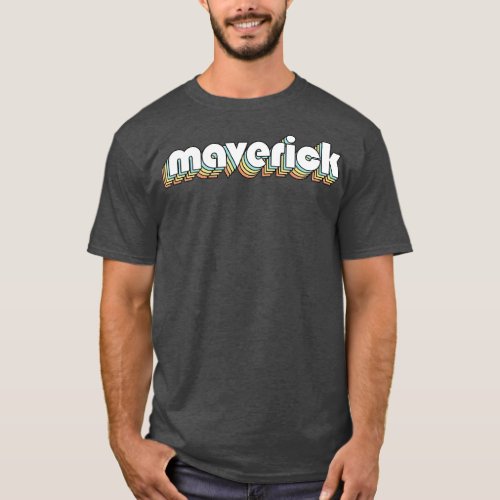 Maverick Retro Rainbow Typography Faded Style T_Shirt