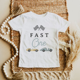 MAVERICK Vintage Race Car Fast One 1st Birthday  Baby T-Shirt