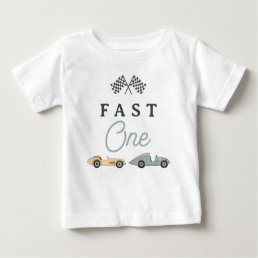 MAVERICK Vintage Race Car Fast One 1st Birthday  Baby T-Shirt