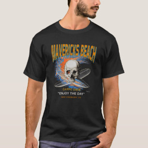 Mavericks Beach California Surfer Skull and Cross  T-Shirt