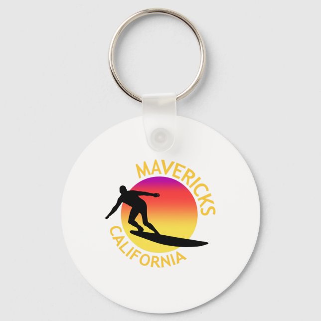 Mavericks Surfing California Vacation  Keychain (Front)