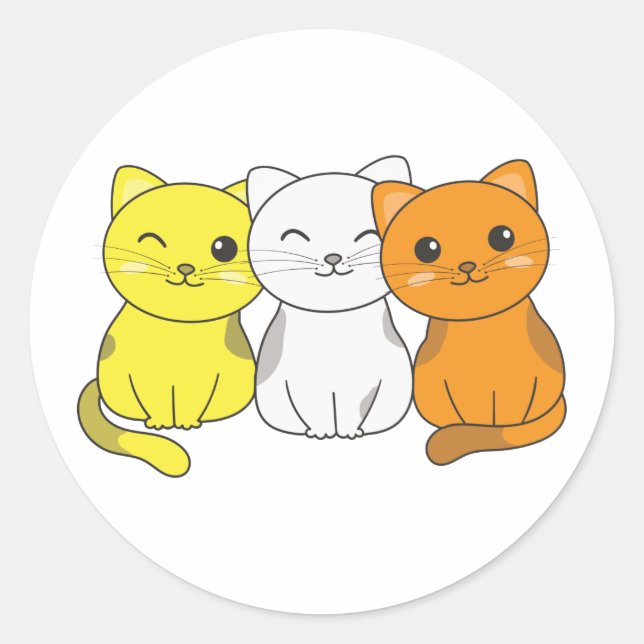 Maverique Flag Pride Lgbtq Cute Cat Bunch Classic  Classic Round Sticker (Front)