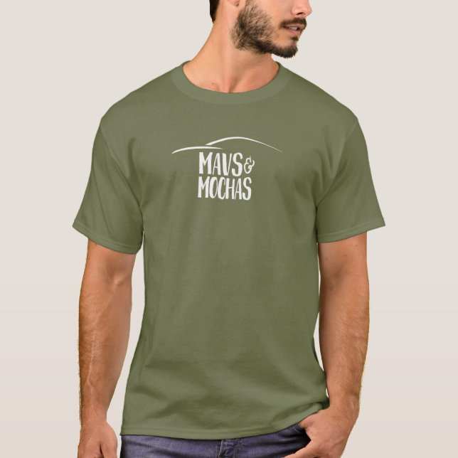 Mavs & Mochas dark centered text/cup logo t-shirt (Front)