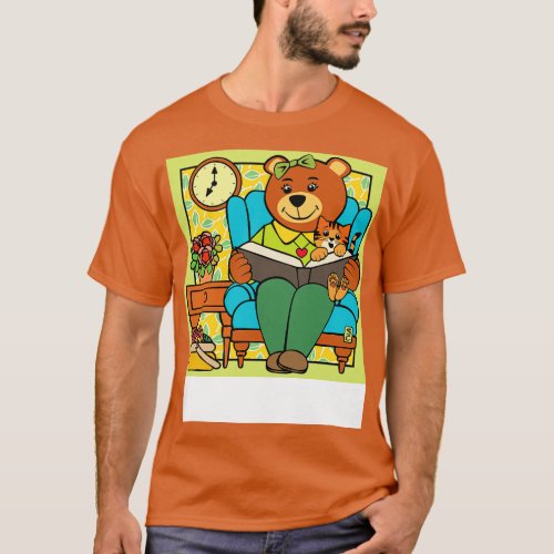 Maw Bear Reading to Cat T_Shirt
