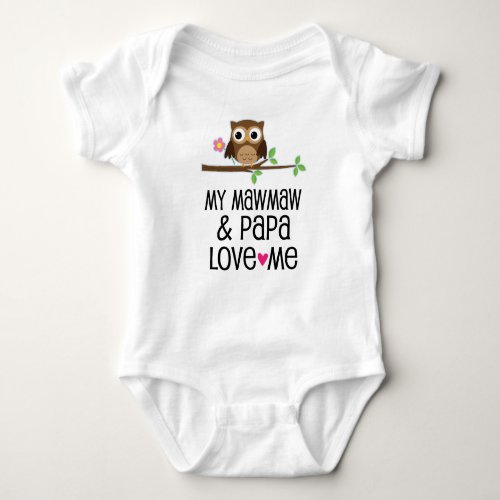 Mawmaw And Papa Grandchild Owl Baby Bodysuit
