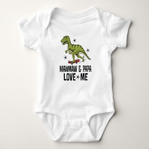 Mawmaw And Papa Grandson Dinosaur Baby Bodysuit