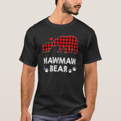 Mawmaw Bear Red Plaid Christmas Pajama Family Mom T_Shirt
