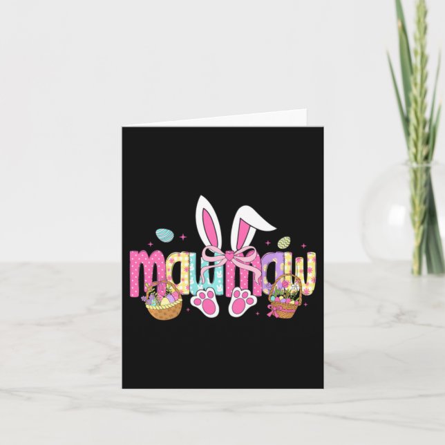 Mawmaw Bow Bunny Ears Easter Card (Front)