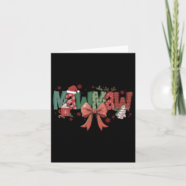 Mawmaw Coquette Bow Christmas Merry Xmas Family Ma Card (Front)