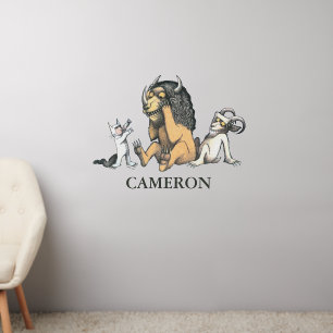 Max and the Wild Things Playing   Add Your Name Wall Decal