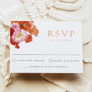 MAX Bold Fuchsia & Orange Floral RSVP Card