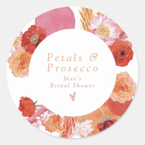 MAX Bright Floral Petals  Prosecco Bridal Shower Classic Round Sticker