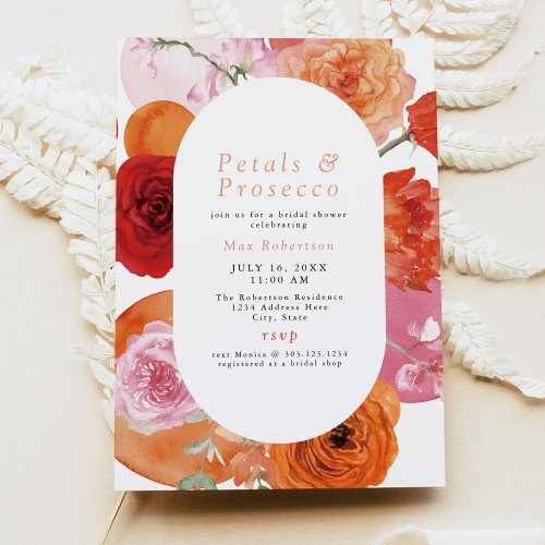 MAX Bright Floral Petals  Prosecco Bridal Shower Invitation