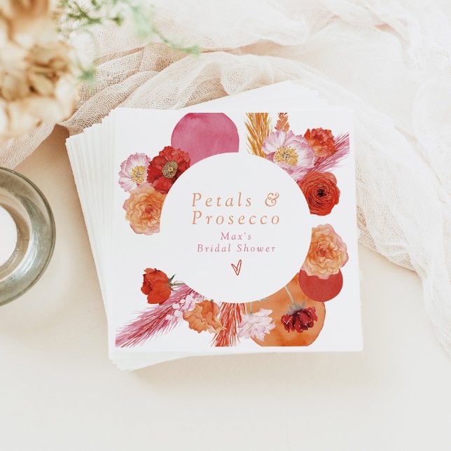 MAX Bright Floral Petals & Prosecco Bridal Shower Napkins (Creator Uploaded)