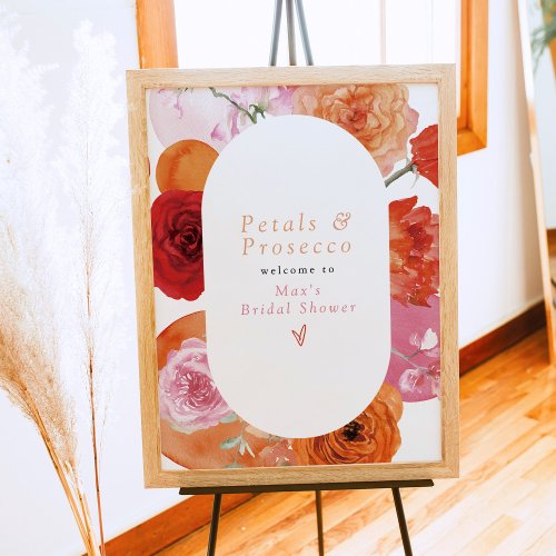 MAX Bright Floral Petals  Prosecco Bridal Shower Poster
