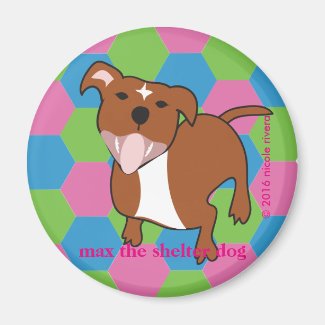 Max | Hexagon Floppy Ears, 2¼ Inch Round Magnet