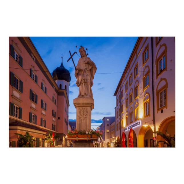 Max-Josefs-Platz and Nepumukbrunnen at evening Poster (Front)