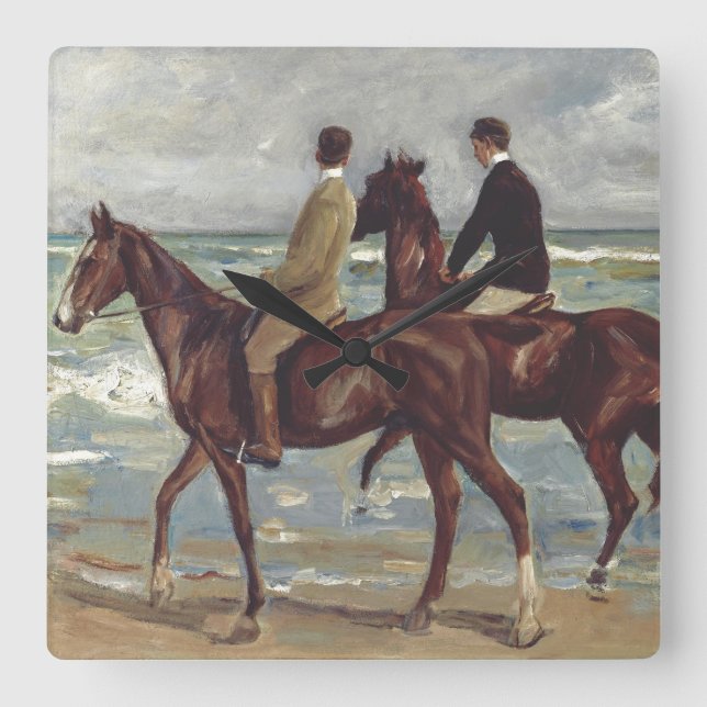 Max Liebermann: Two Riders on the Beach Art Square Wall Clock (Front)